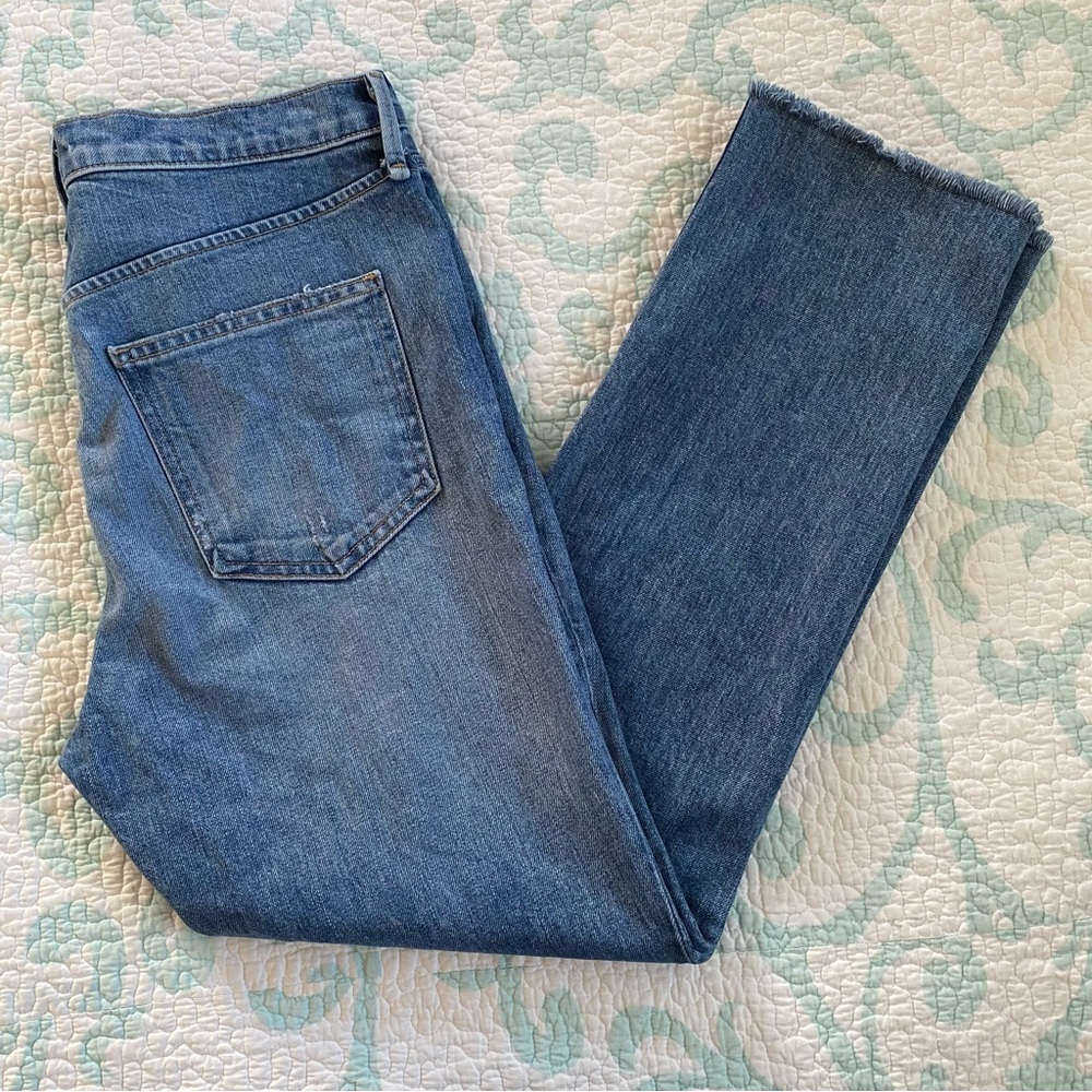 Rag & Bone Cropped Raw Hem Ankle Cigarette High Rise Jeans in Farrah